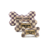 Checker Chewy Vuiton Bones Squeaker Dog Toy - The Mane Dealer