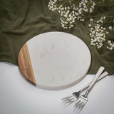 Round Marble and Wood Serving Board