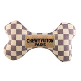 Checker Chewy Vuiton Bones Squeaker Dog Toy - The Mane Dealer
