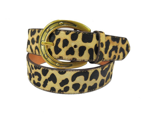 Leopard Leather Horse Shoe Buckle Belt