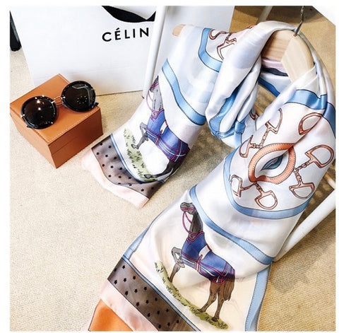 Long Voile Horse Print Scarf
